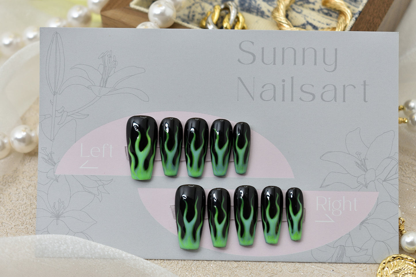 Green Flame Nails