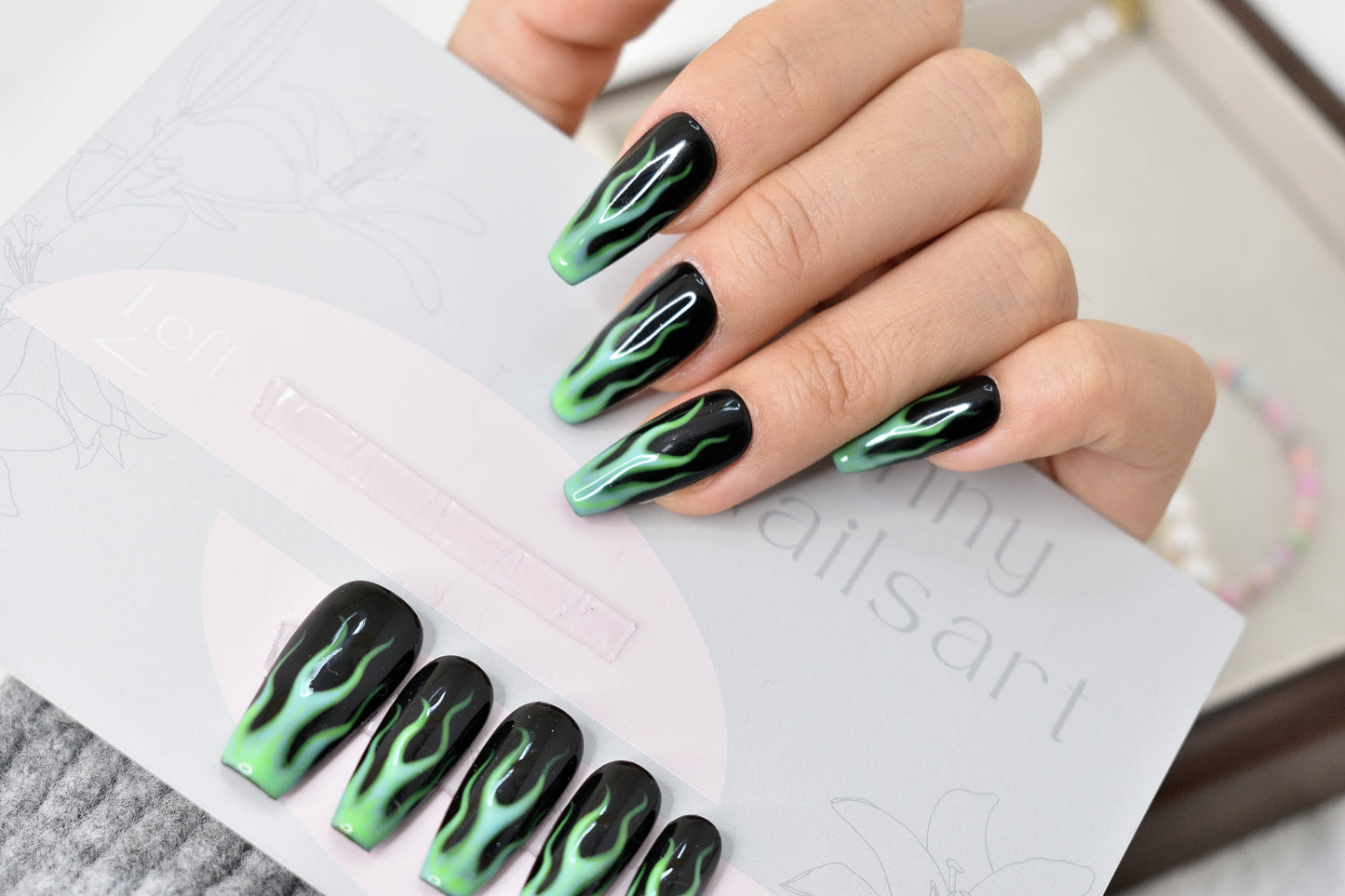 Green Flame Nails