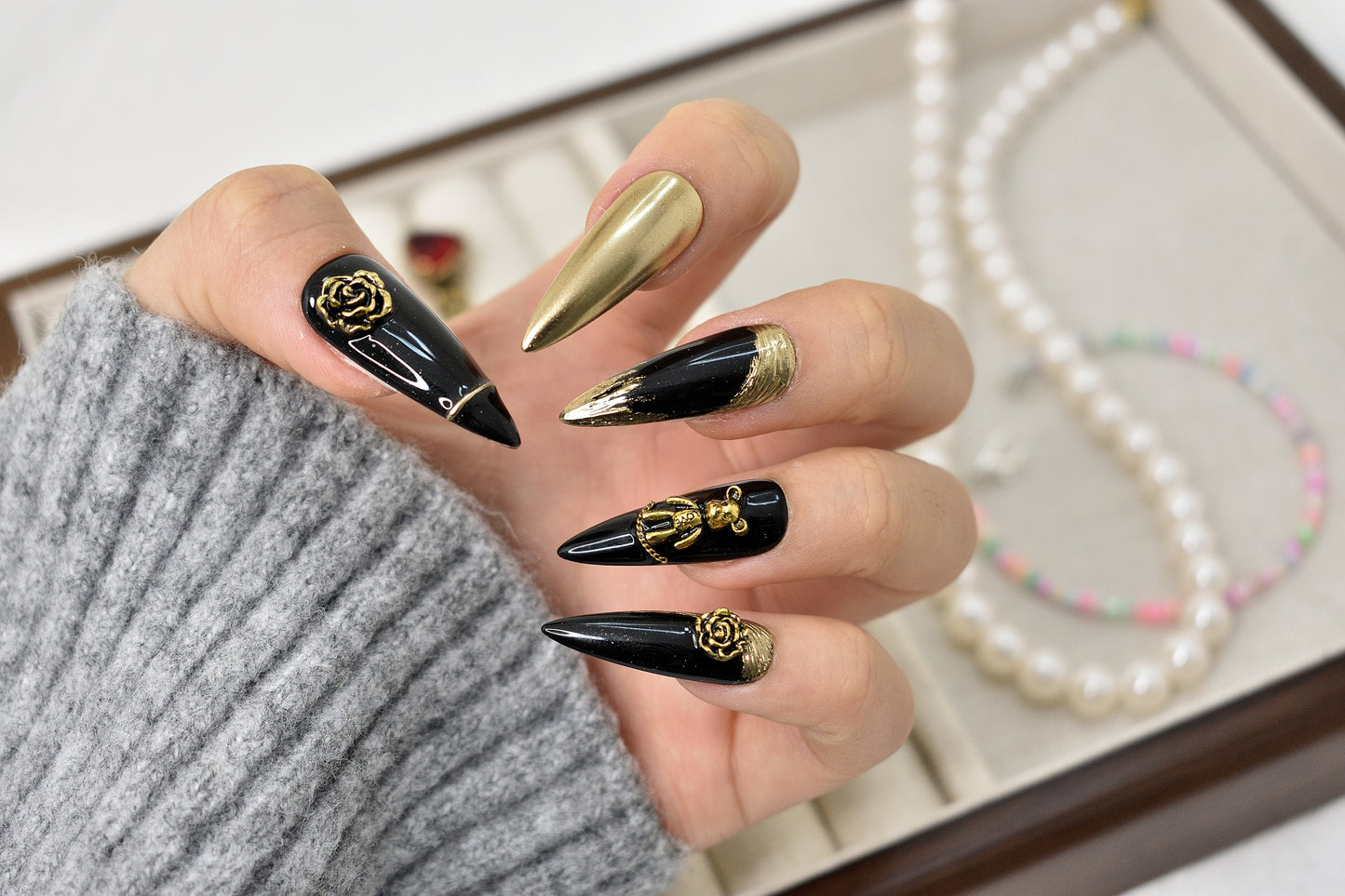 Gold Bear Nails