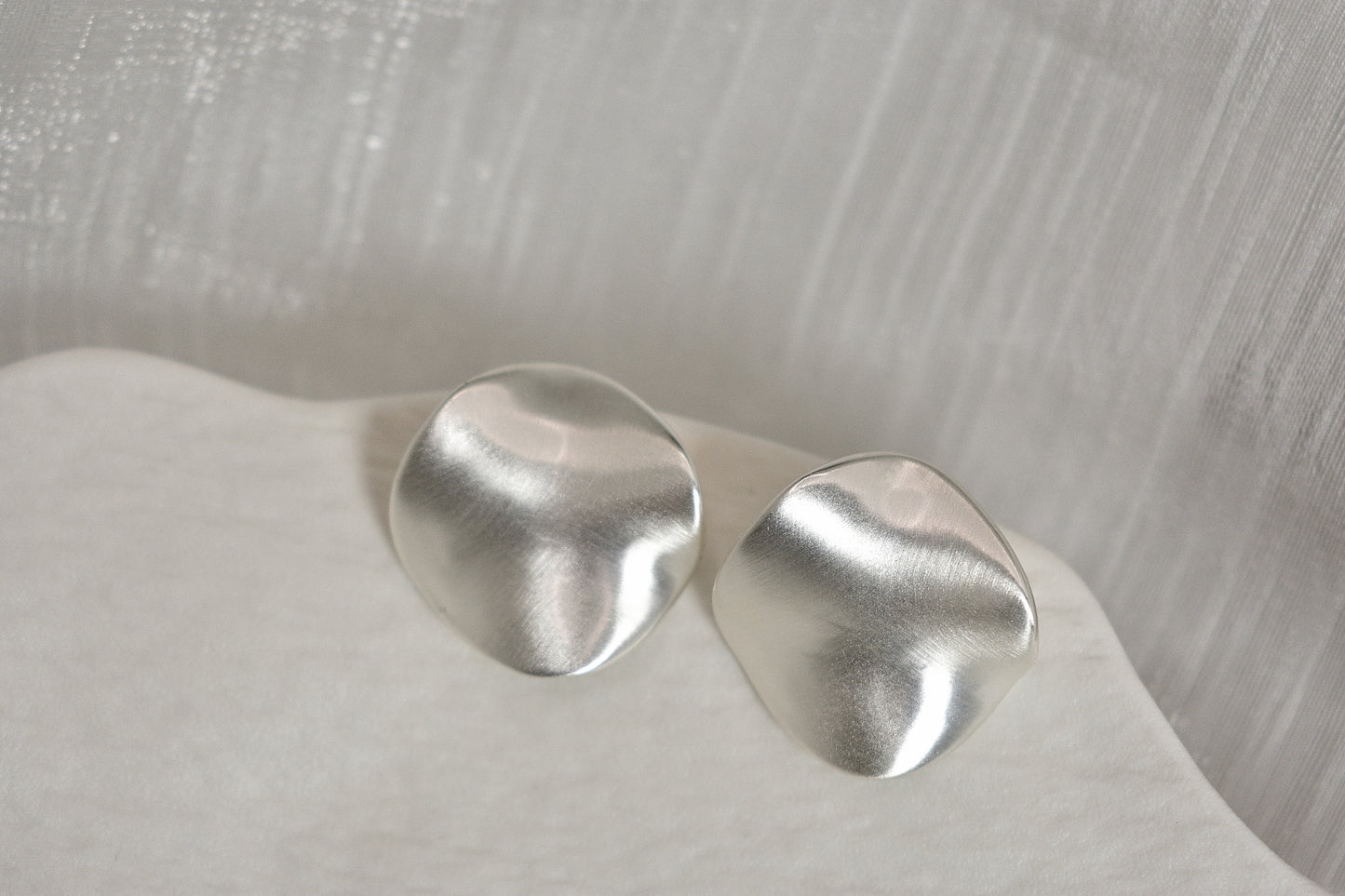 Unique Design Metal Surface Asymmetrical Earrings