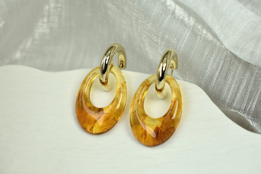 Resin Amber Stud Earrings