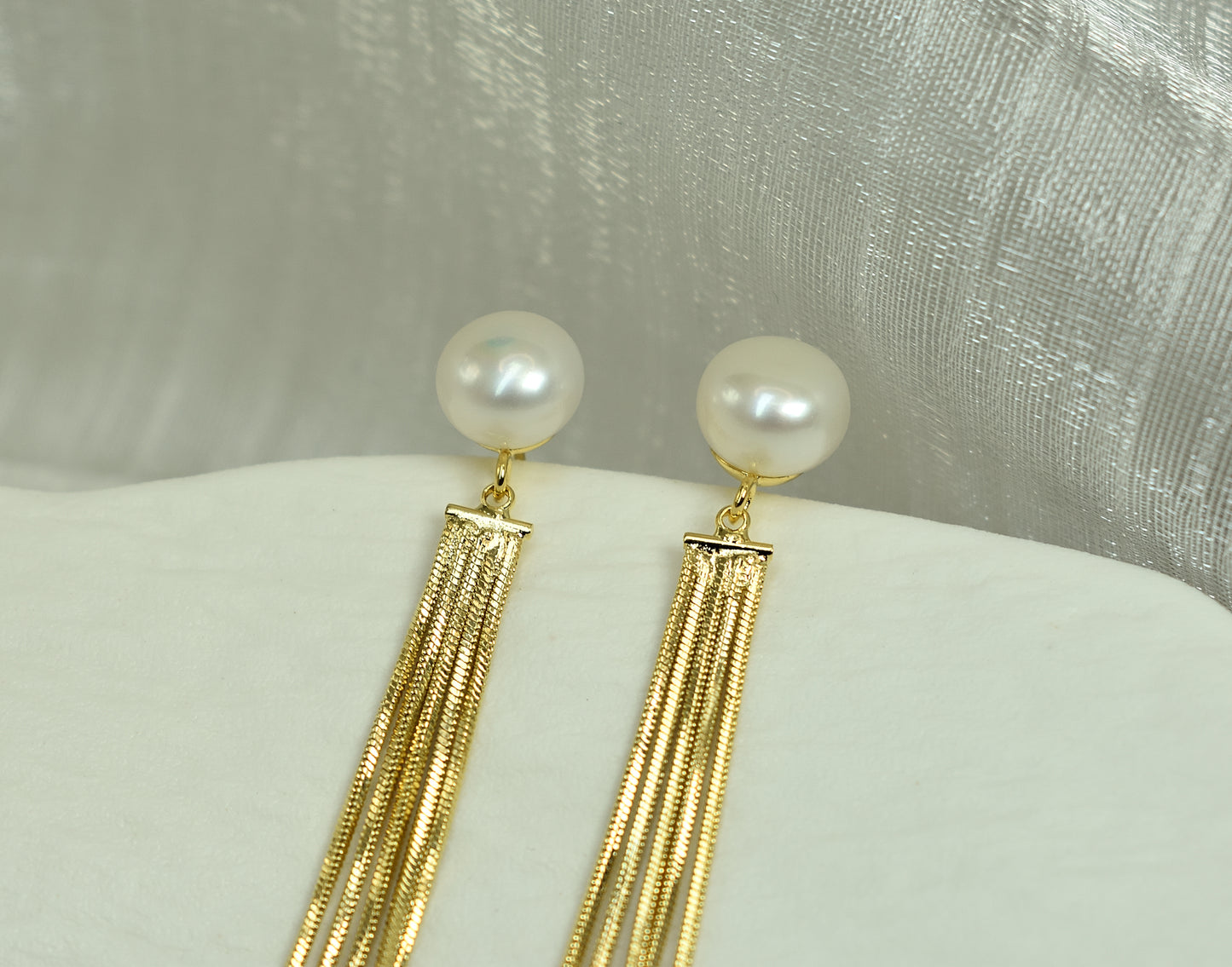 Swarovski Pearl Long Tassel Earrings