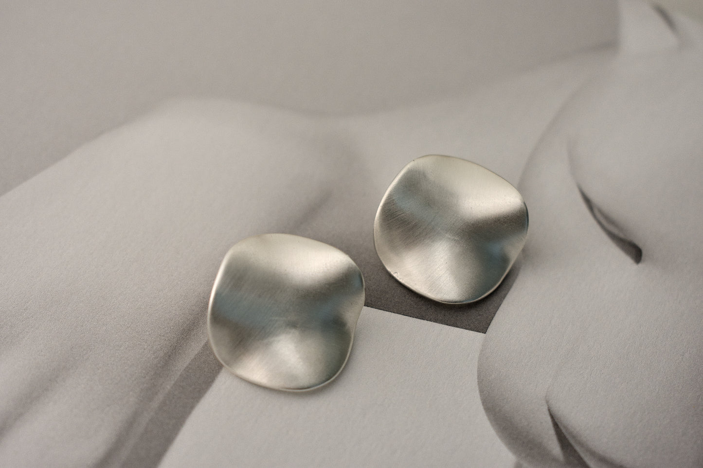 Unique Design Metal Surface Asymmetrical Earrings