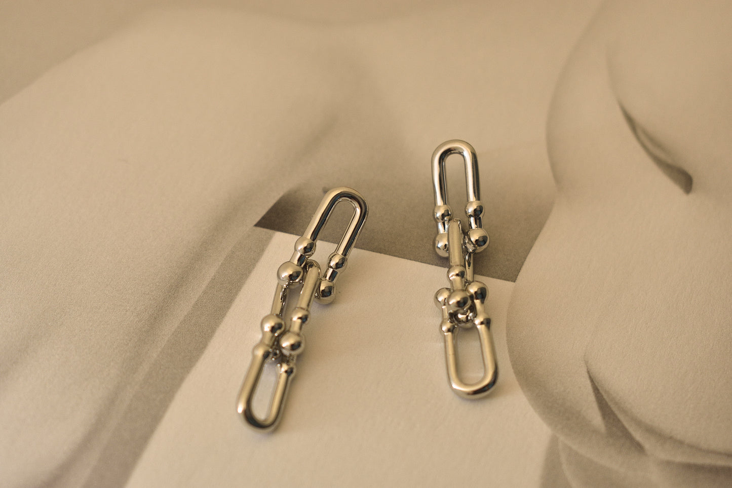 Needle Design Niche U-Shaped Chain Earrings