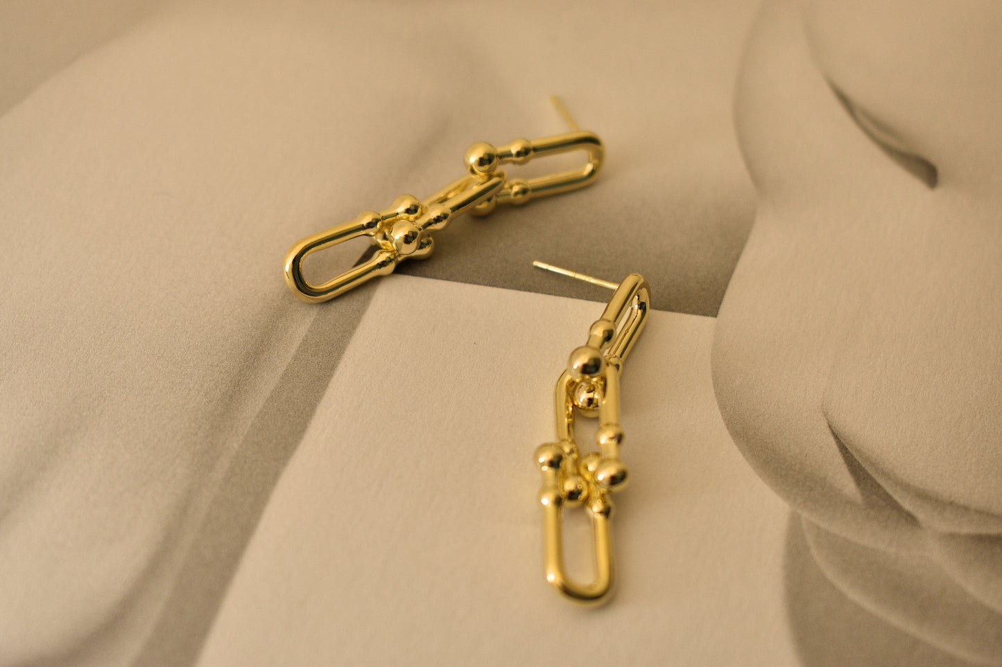 Needle Design Niche U-Shaped Chain Earrings