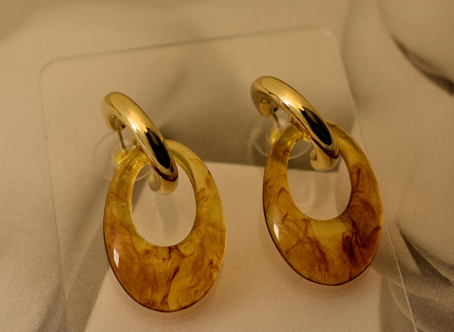 Resin Amber Stud Earrings